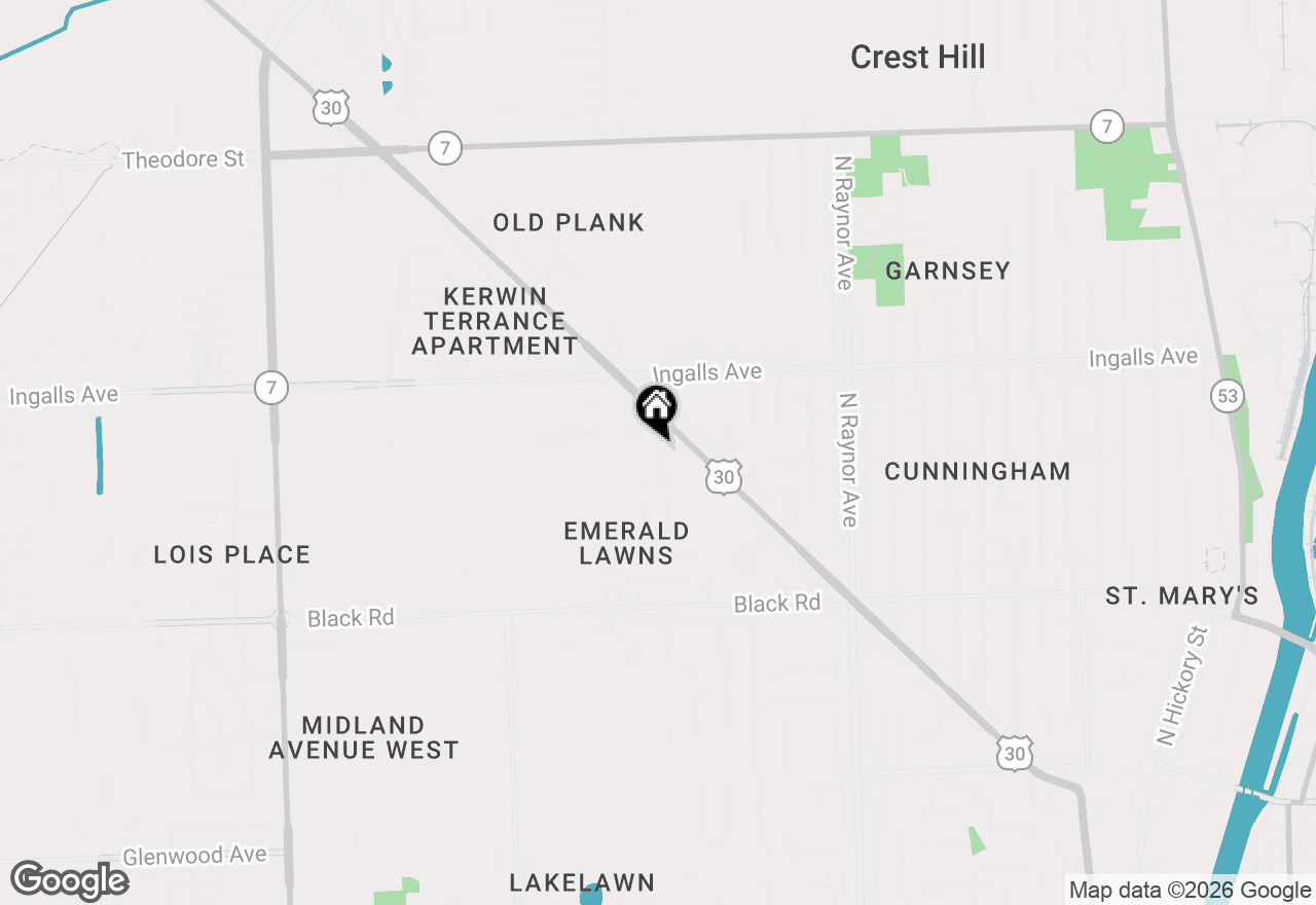Map of 1108 Clara Avenue, Joliet, IL 60435