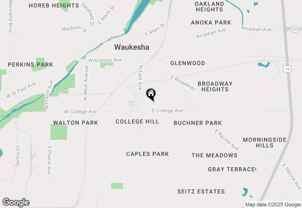 Map of 215 Wright St, Waukesha, WI 53186