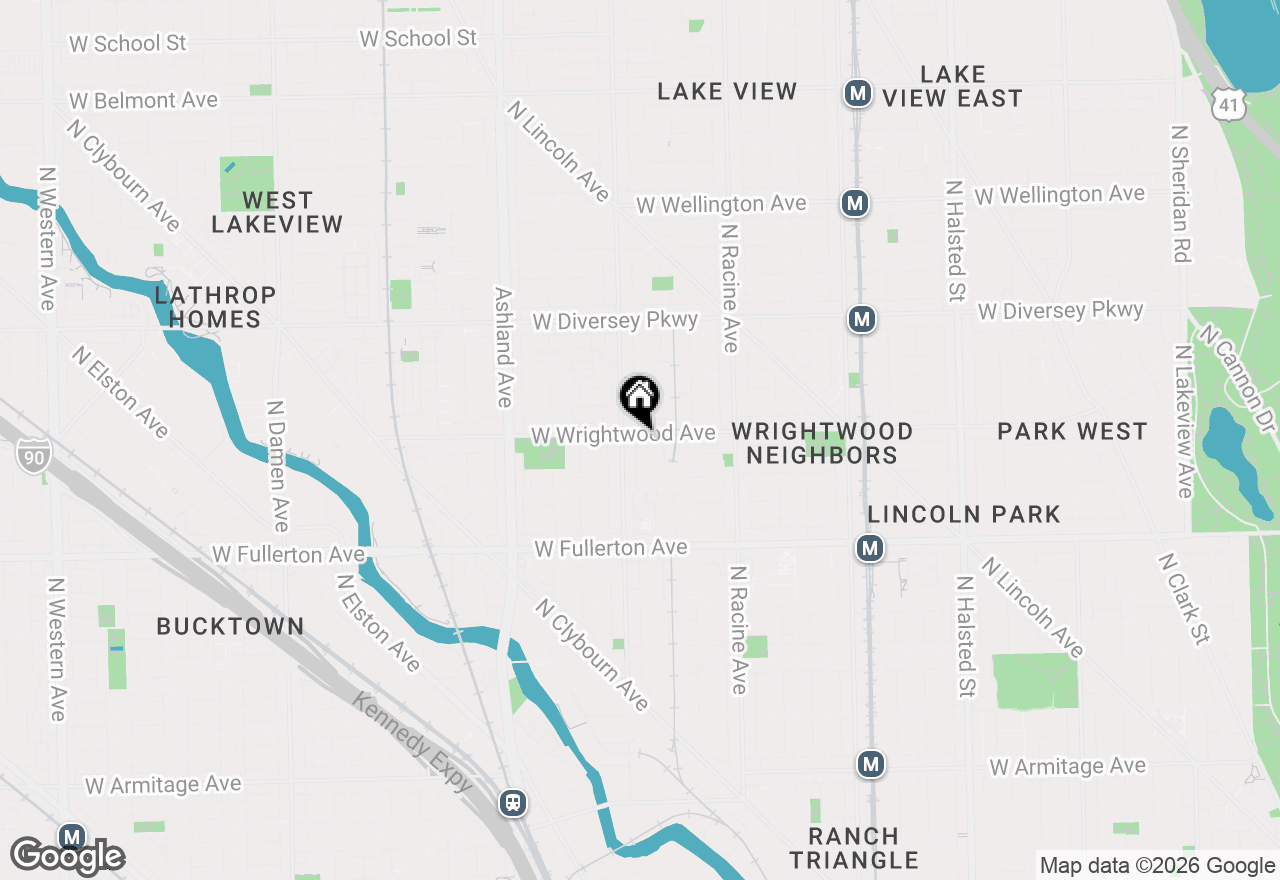 Map of 1341 W Wrightwood Avenue #1, Chicago, IL 60614