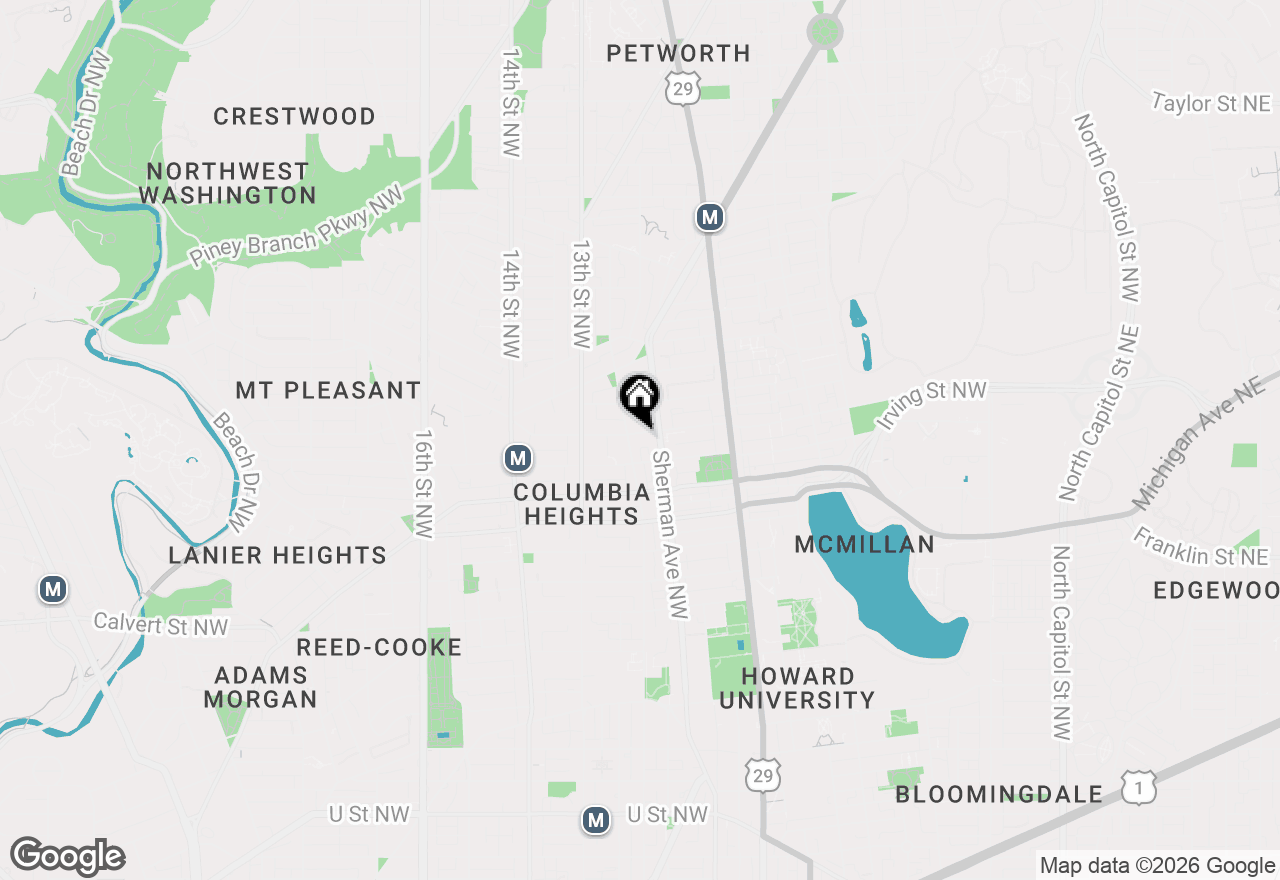 Map of 1032 Kenyon Street Nw, Washington, DC 20010