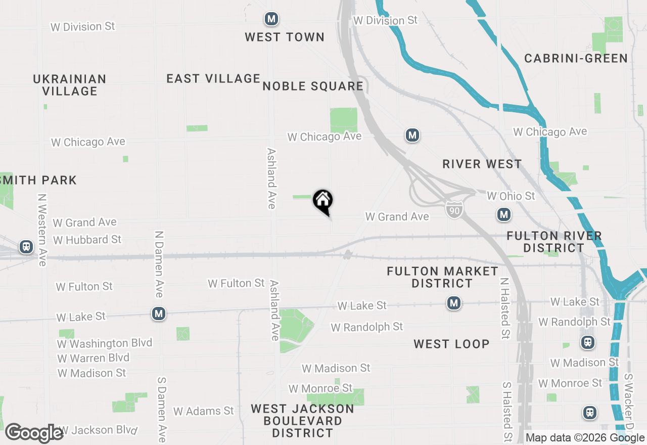 Map of 1413 W Grand Avenue #F, Chicago, IL 60642