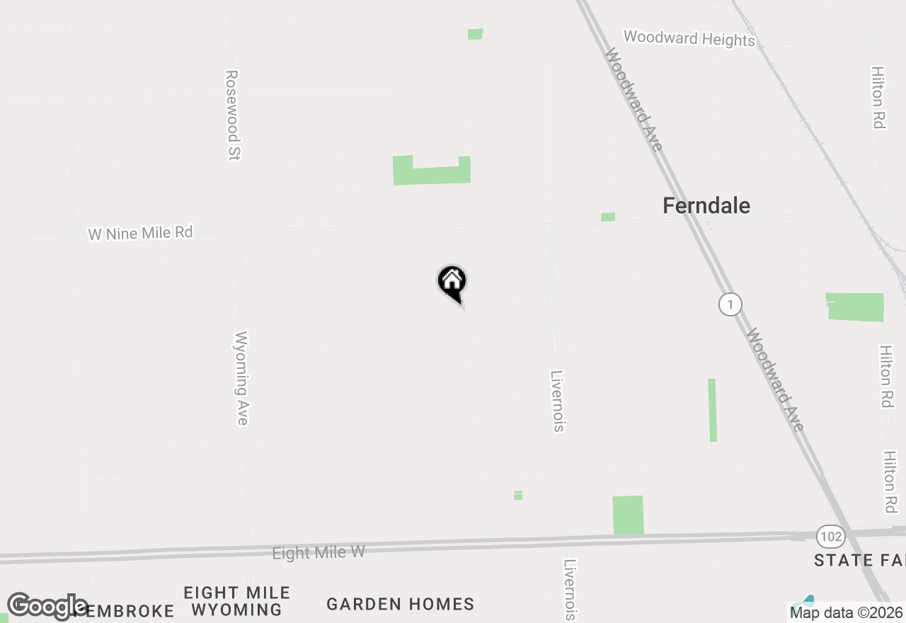 Map of 1269 Leroy Street, Ferndale, MI 48220