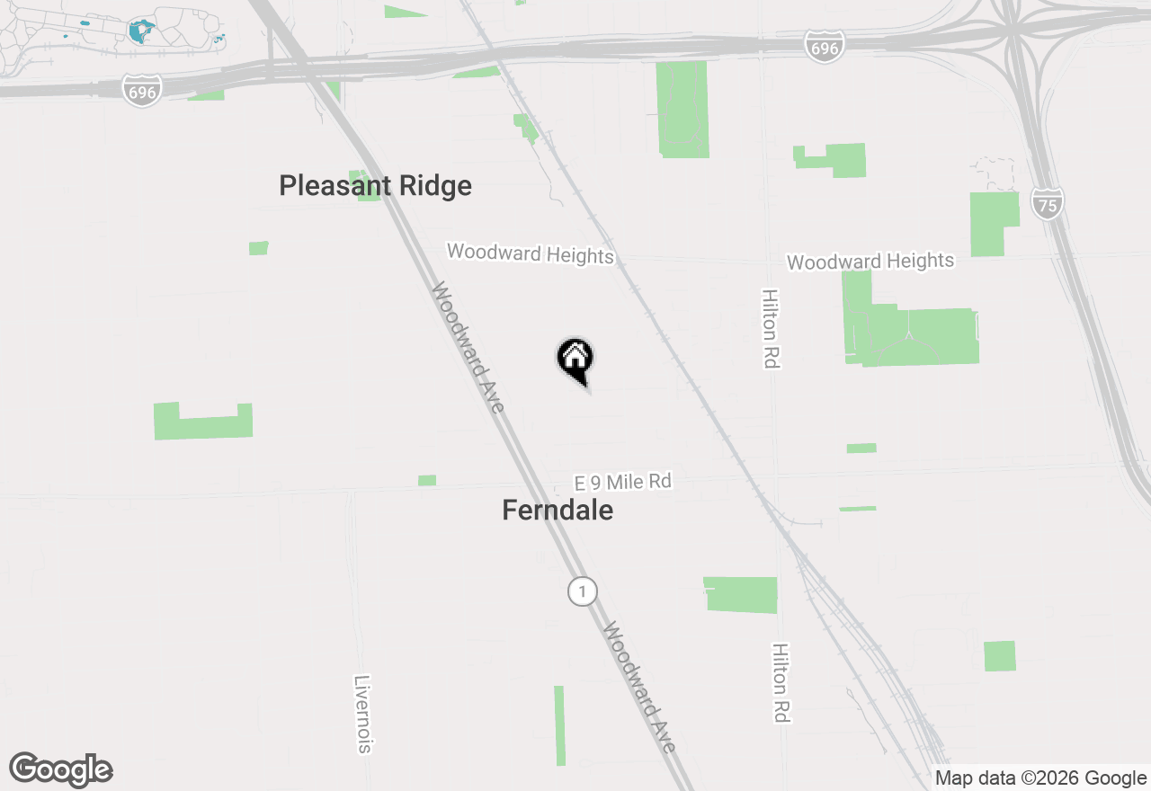 Map of 317 E Cambourne Street, Ferndale, MI 48220