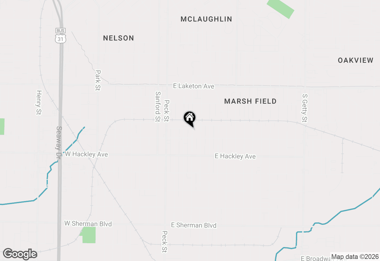 Map of 2019 Leahy Street, Muskegon Heights, MI 49444