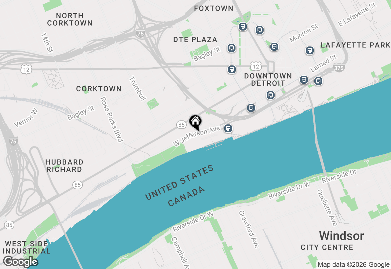 Map of 1001 W Jefferson Avenue #4D, Detroit, MI 48226