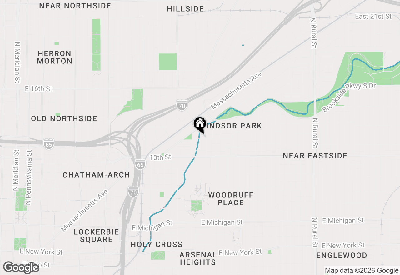 Map of 1526 E 12th Street, Indianapolis, IN 46201