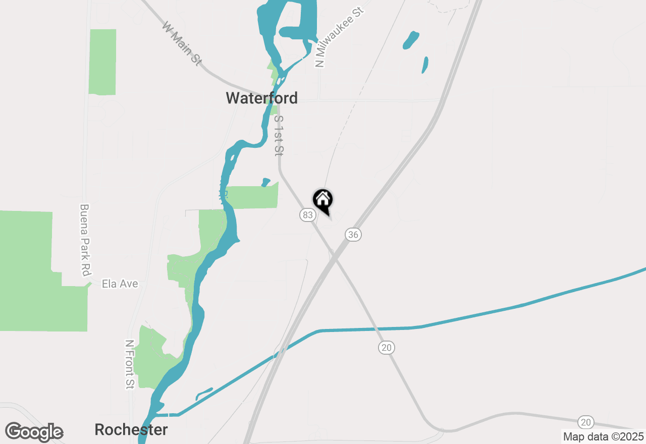 Map of 29224 Evergreen Dr, Waterford, WI 53185