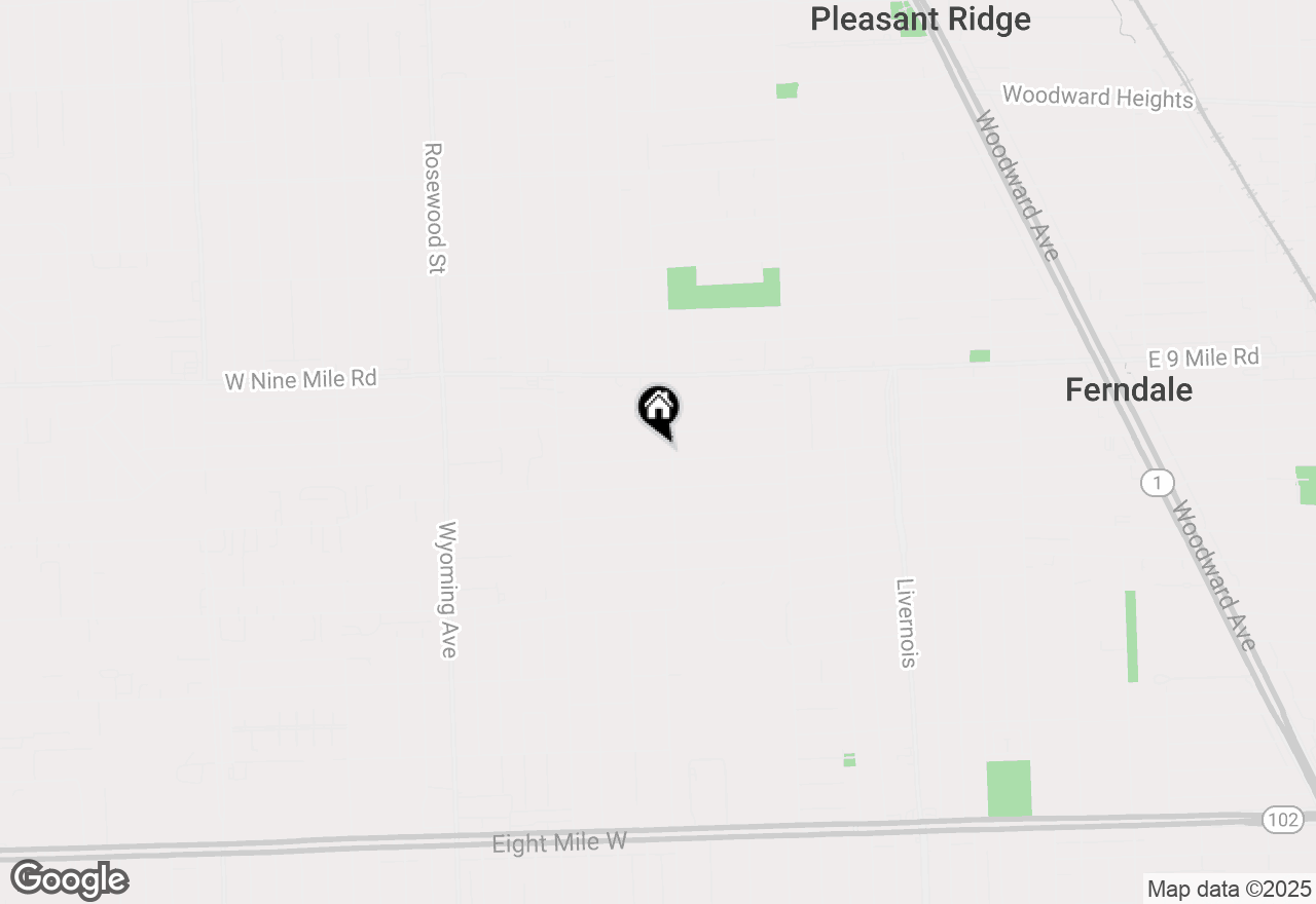 Map of 1526 Albany Street, Ferndale, MI 48220