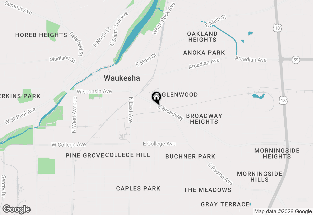 Map of 425 E Broadway, Waukesha, WI 53186