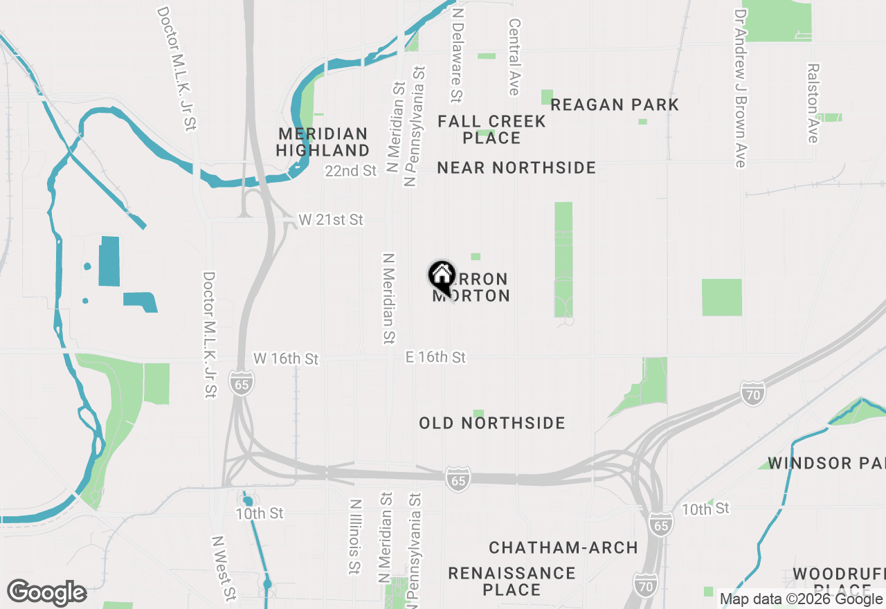 Map of 1728 N Delaware Street #D, Indianapolis, IN 46202