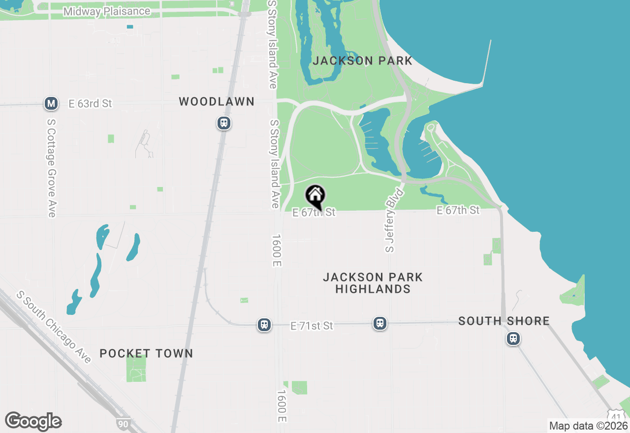 Map of 1725 E 67th Street #1F, Chicago, IL 60649