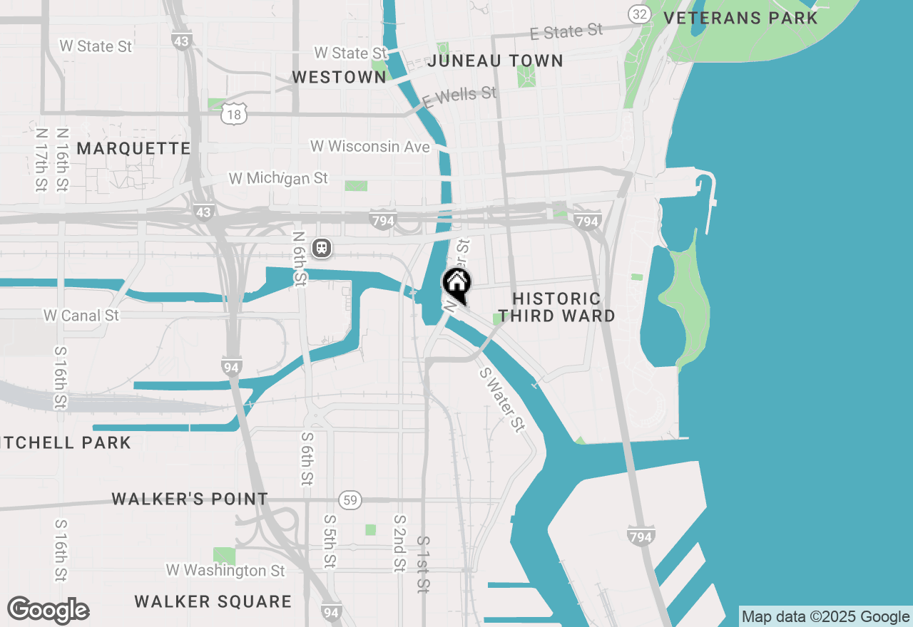 Map of 102 N Water St #212, Milwaukee, WI 53202