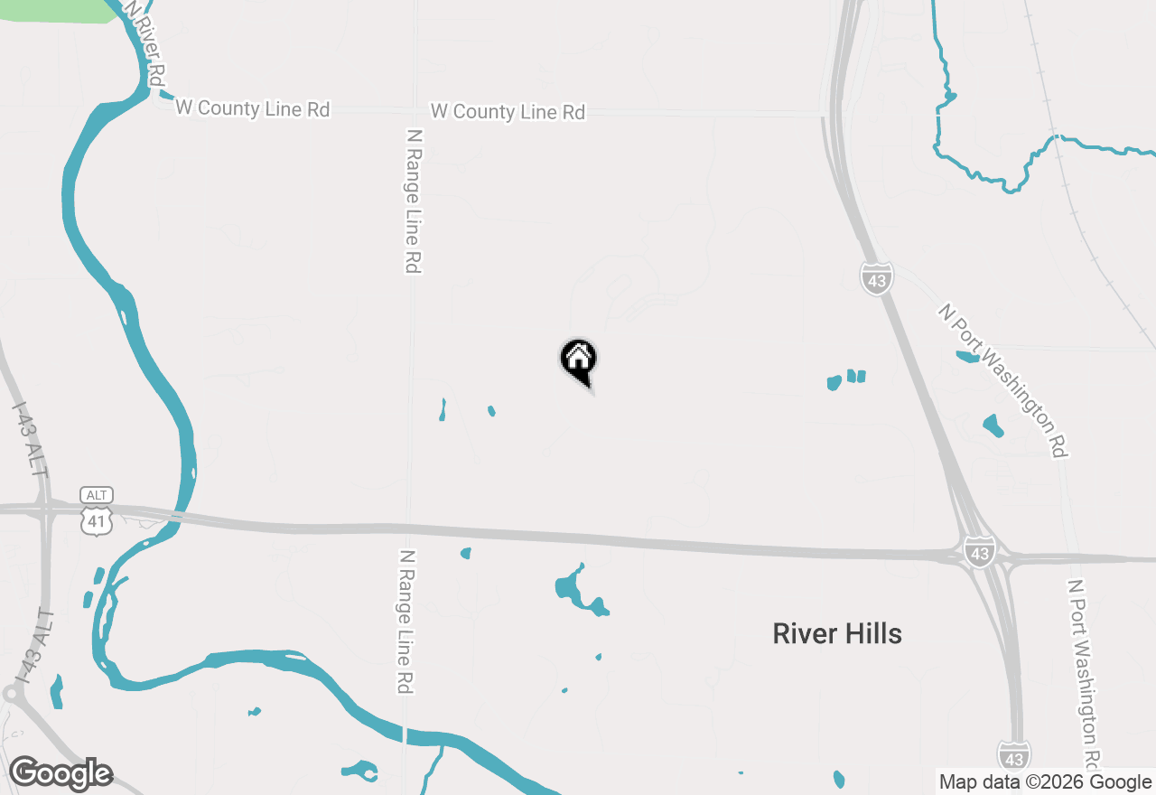 Map of 9090 N Green Brook Rd, River Hills, WI 53217
