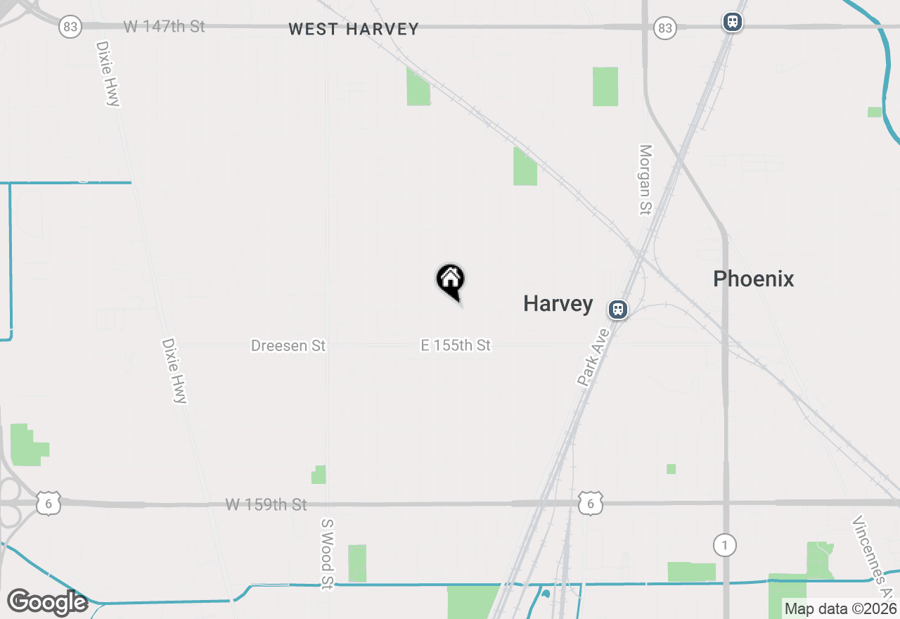 Map of 48 E 154th Street, Harvey, IL 60426