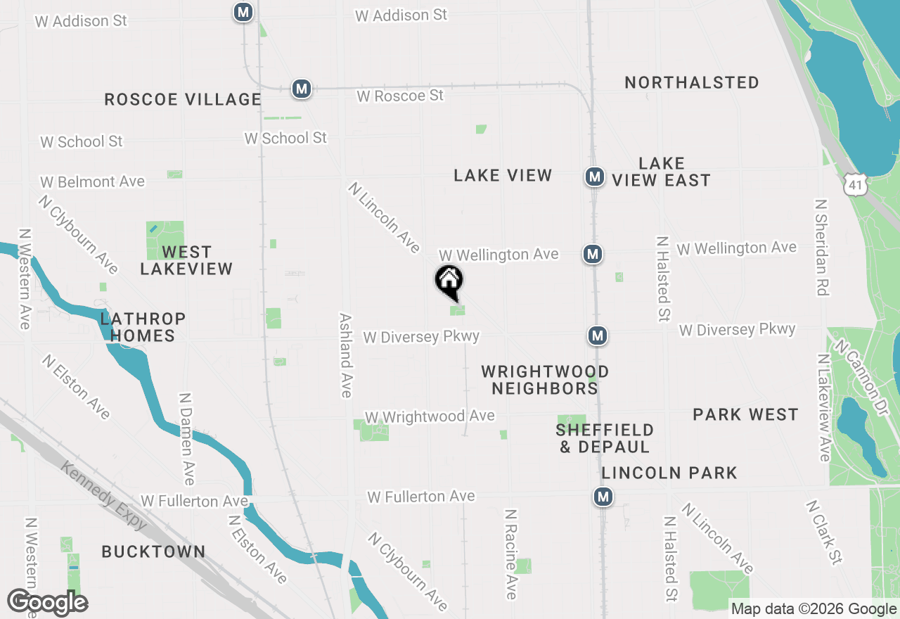 Map of 1322 W Wolfram Street, Chicago, IL 60657