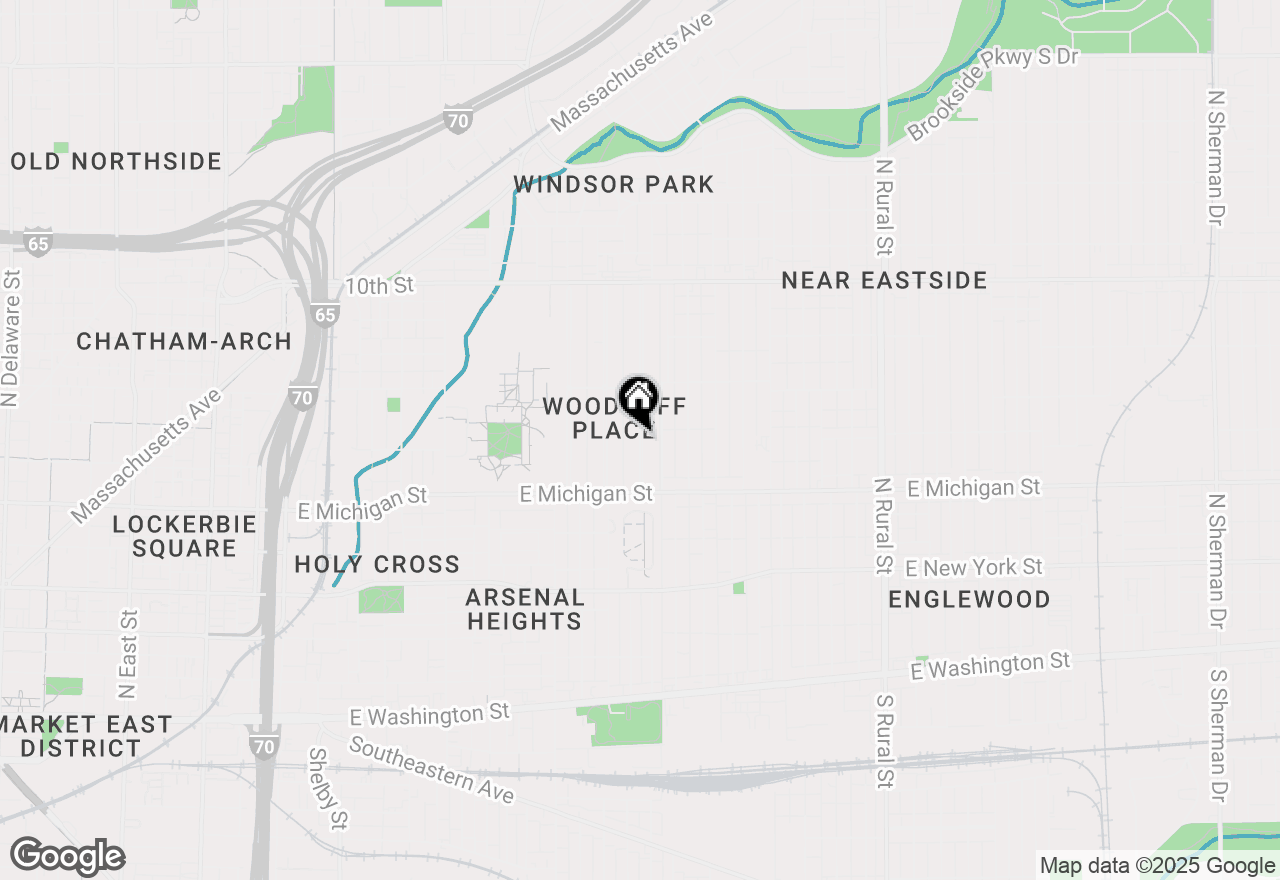 Map of 590 Woodruff Pl Drive E, Indianapolis, IN 46201