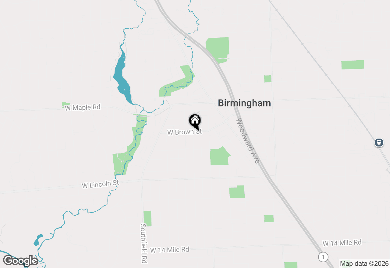 Map of 277 W Brown Street, Birmingham, MI 48009