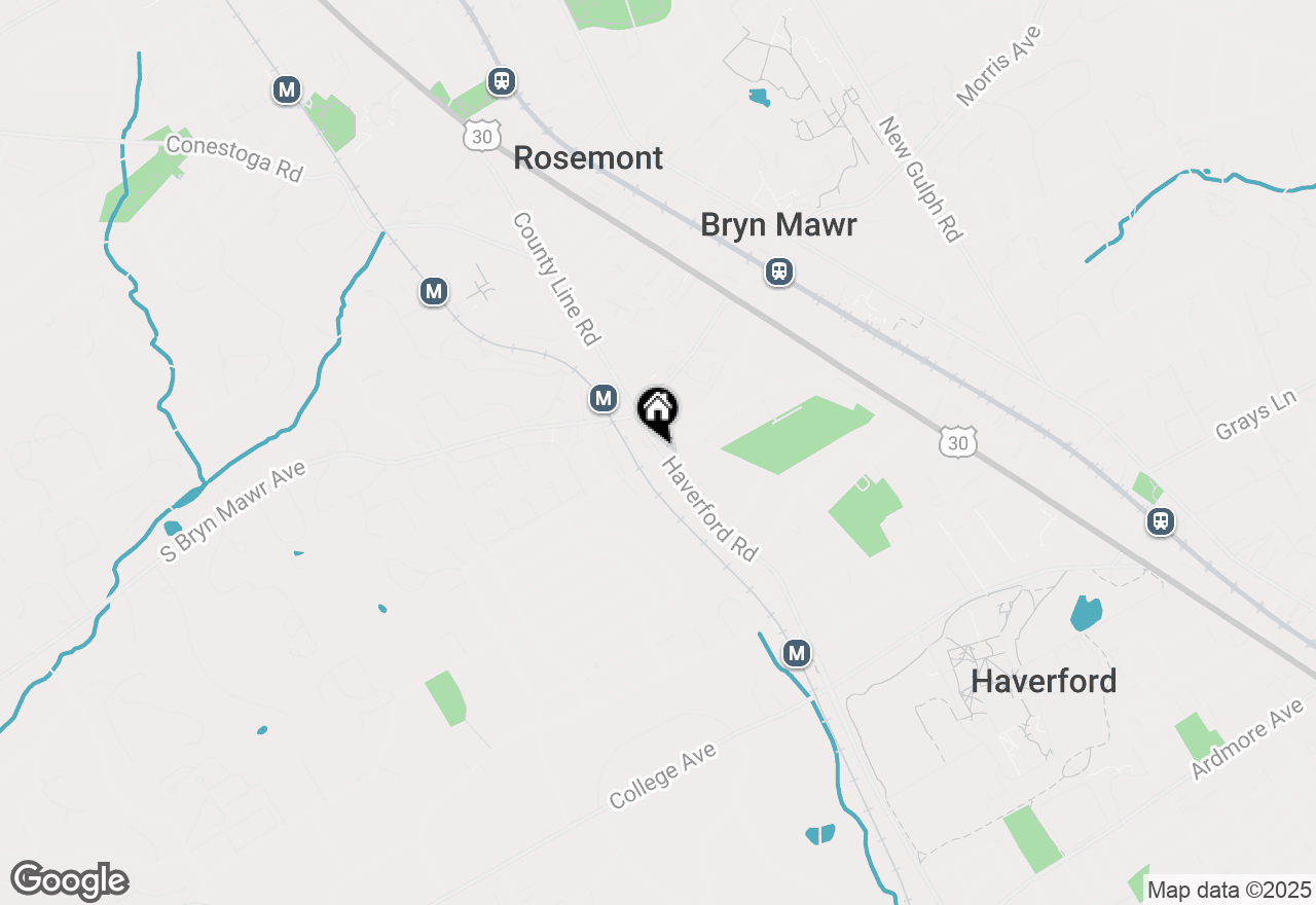 Map of 708 E Haverford Road, Bryn Mawr, PA 19010