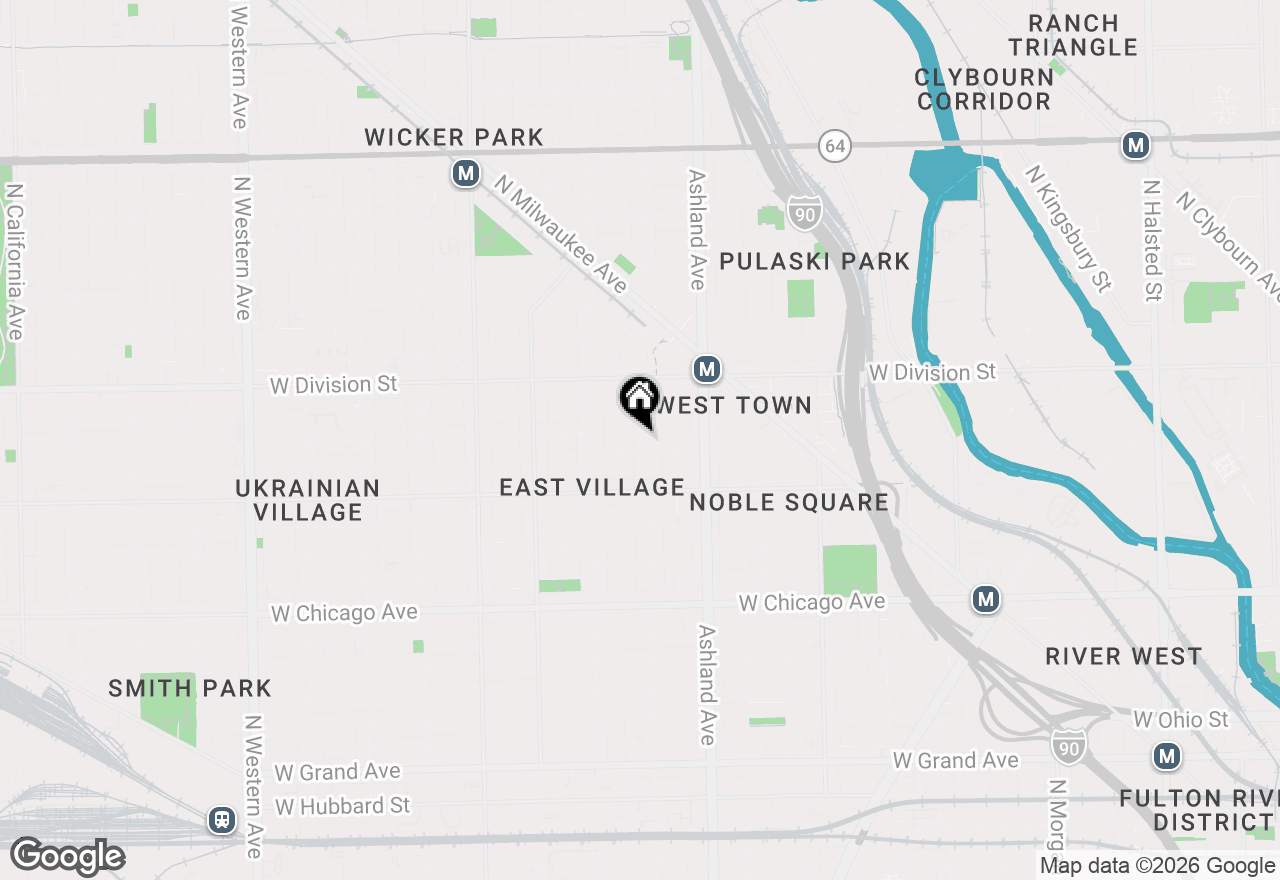 Map of 1056 N Paulina Street #1, Chicago, IL 60622