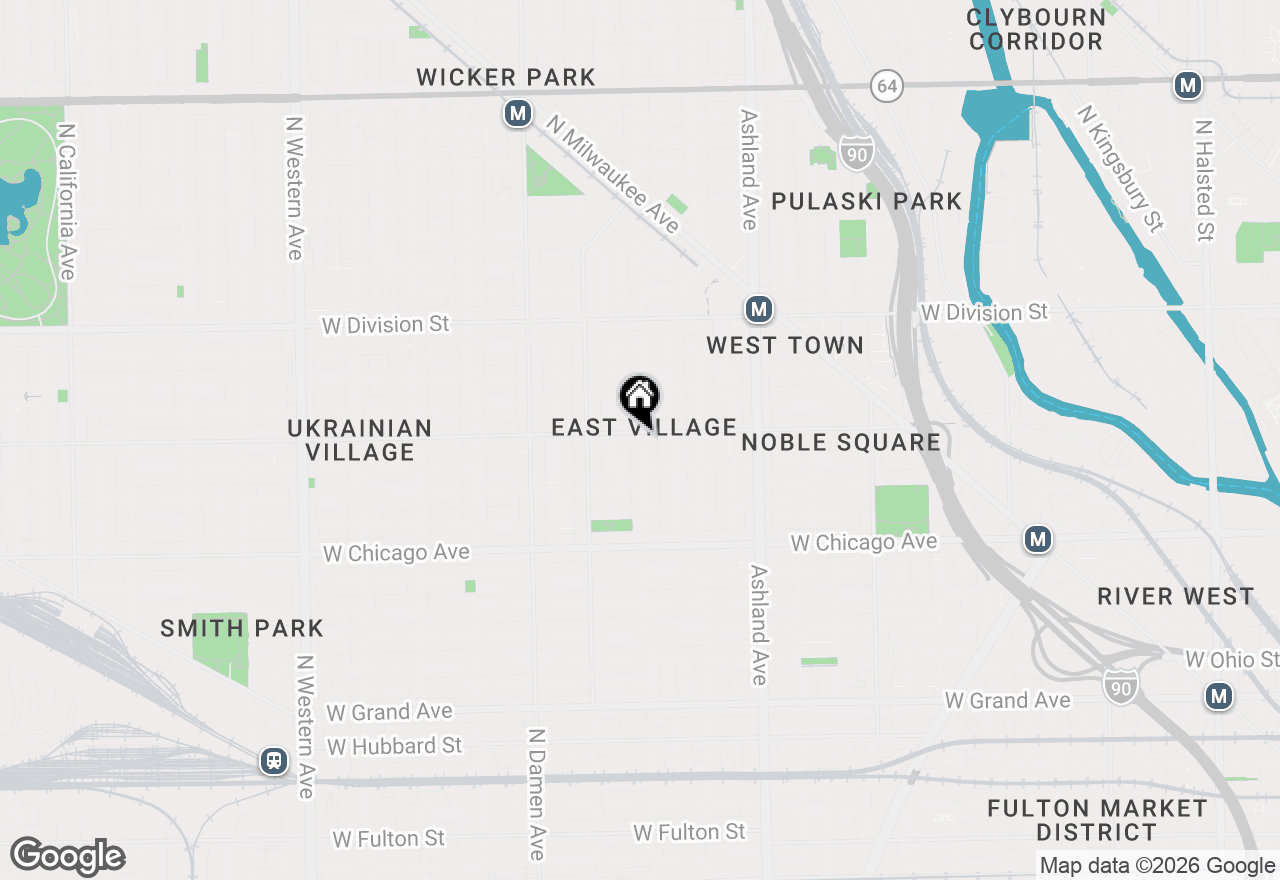 Map of 956 N Wood Street #PH, Chicago, IL 60622