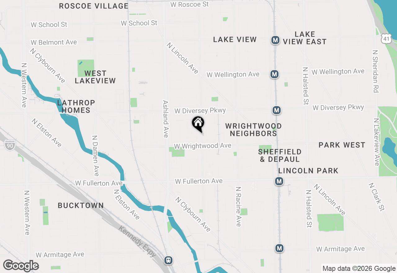 Map of 1412 W Wrightwood Avenue #D, Chicago, IL 60614