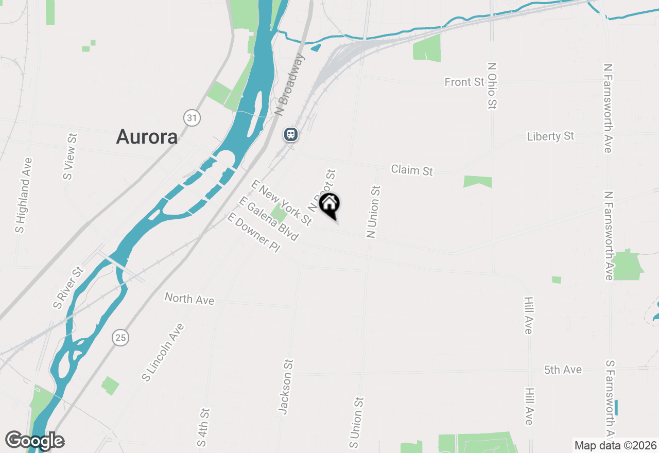 Map of 544 E New York Street, Aurora, IL 60505