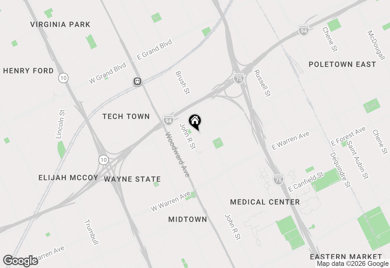 Map of 255 E Ferry Street, Detroit, MI 48202