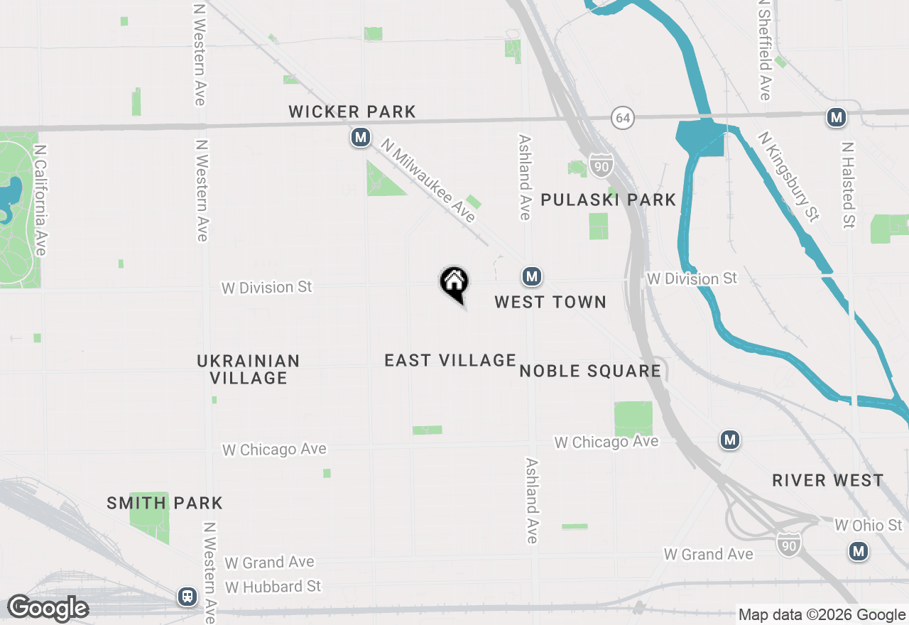 Map of 1117 N Wood Street #2, Chicago, IL 60622
