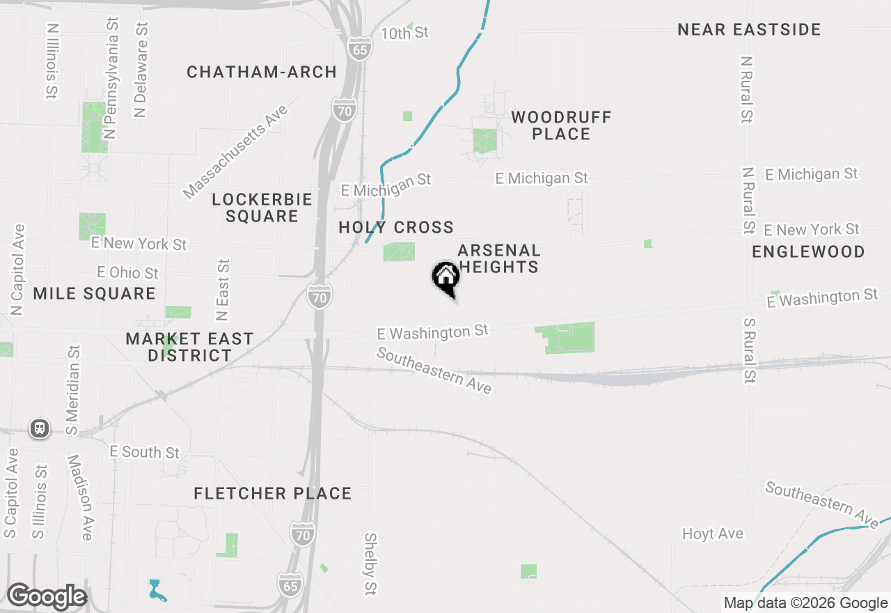 Map of 1402 E Market Street, Indianapolis, IN 46201