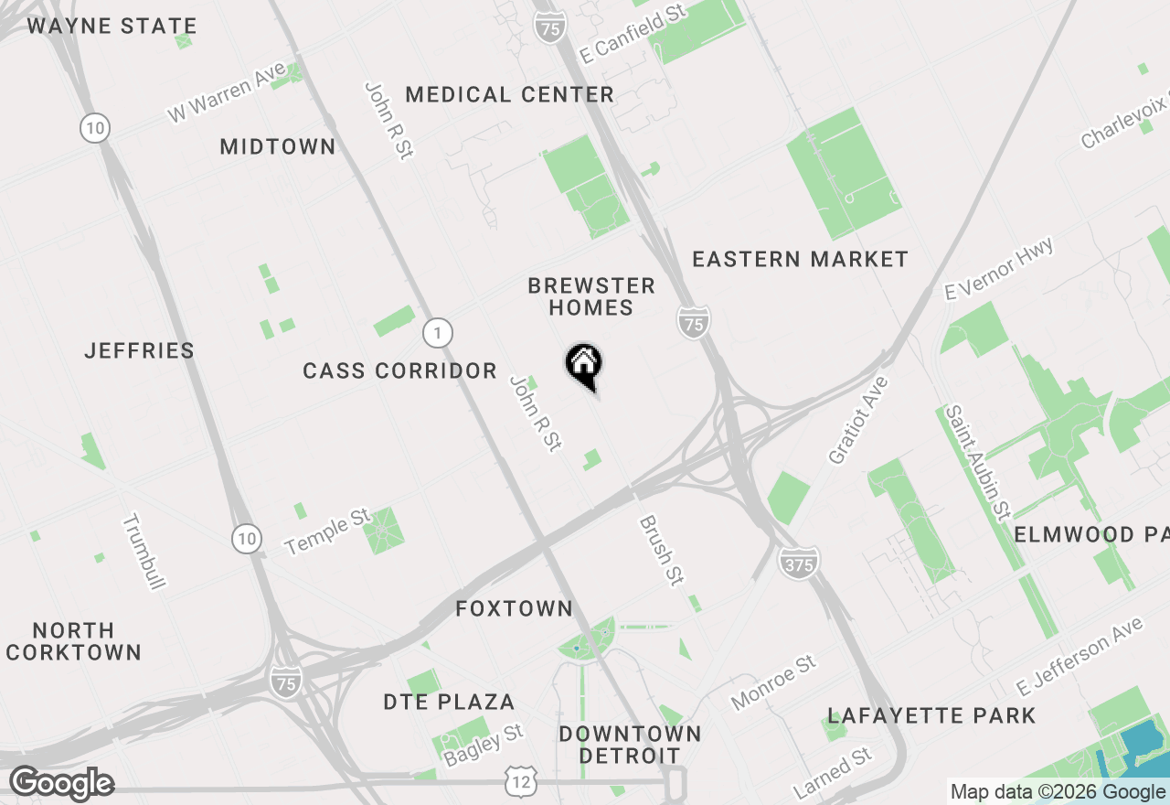 Map of 2813 Brush Street, Detroit, MI 48201