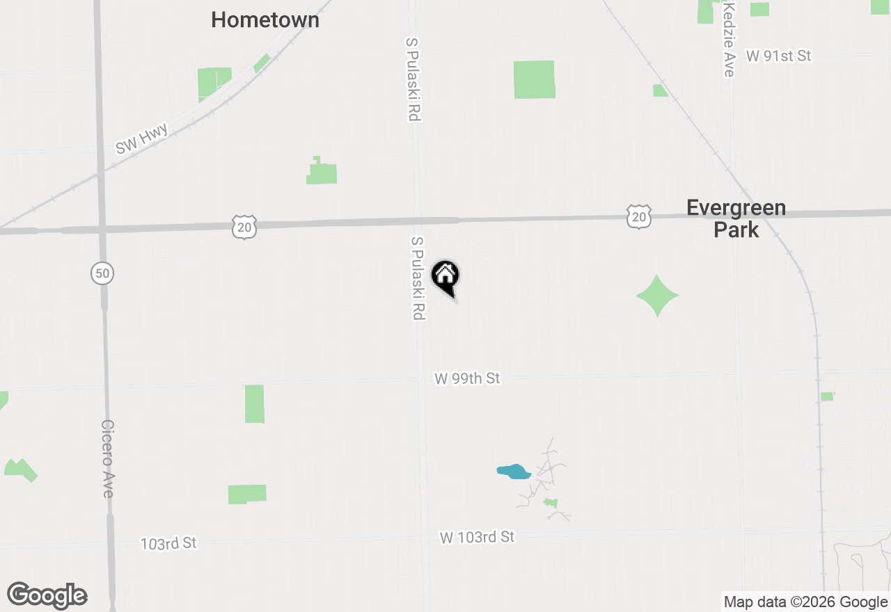 Map of 9707 S Harding Avenue, Evergreen Park, IL 60805