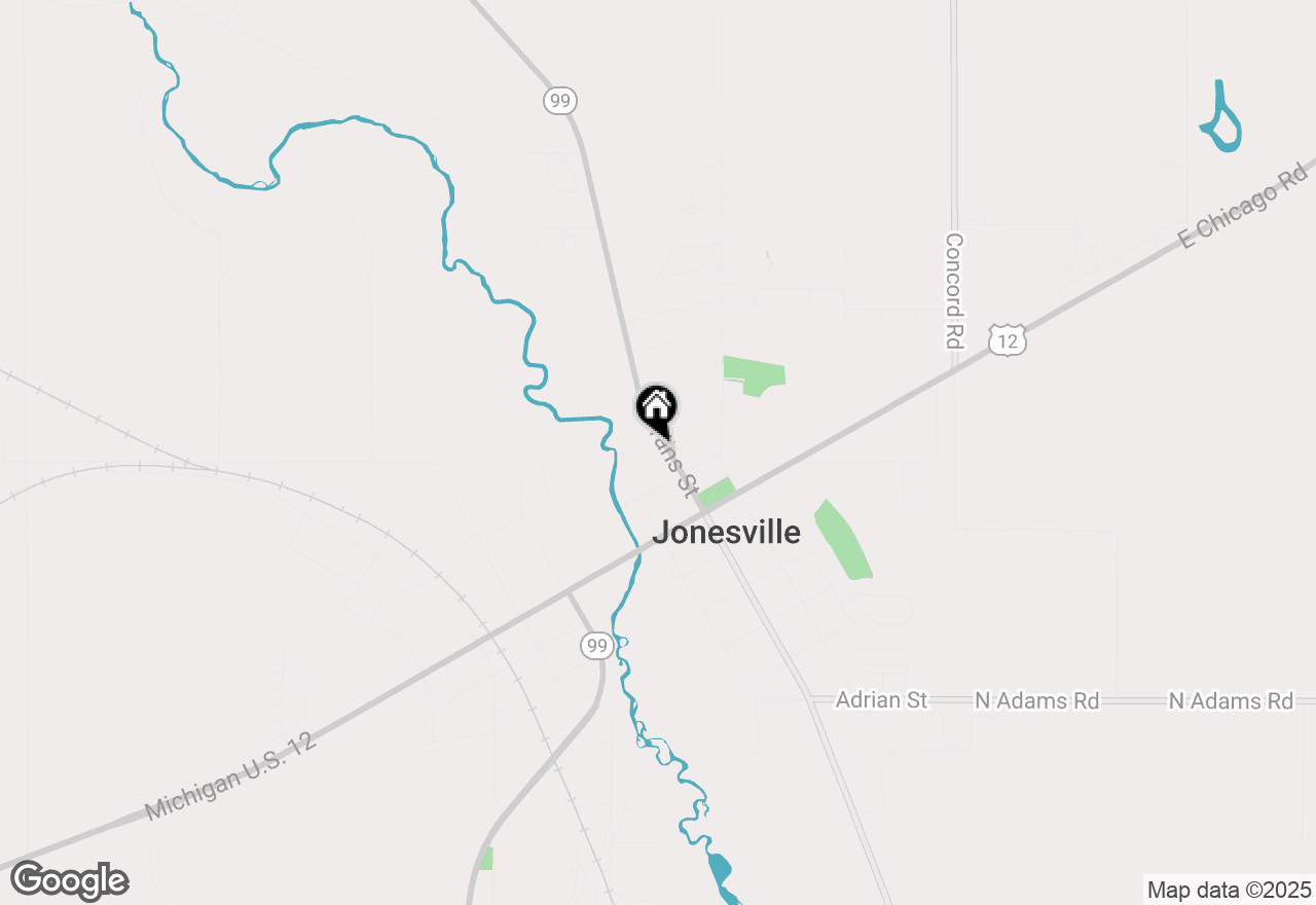 Map of 317 Evans Street, Jonesville, MI 49250