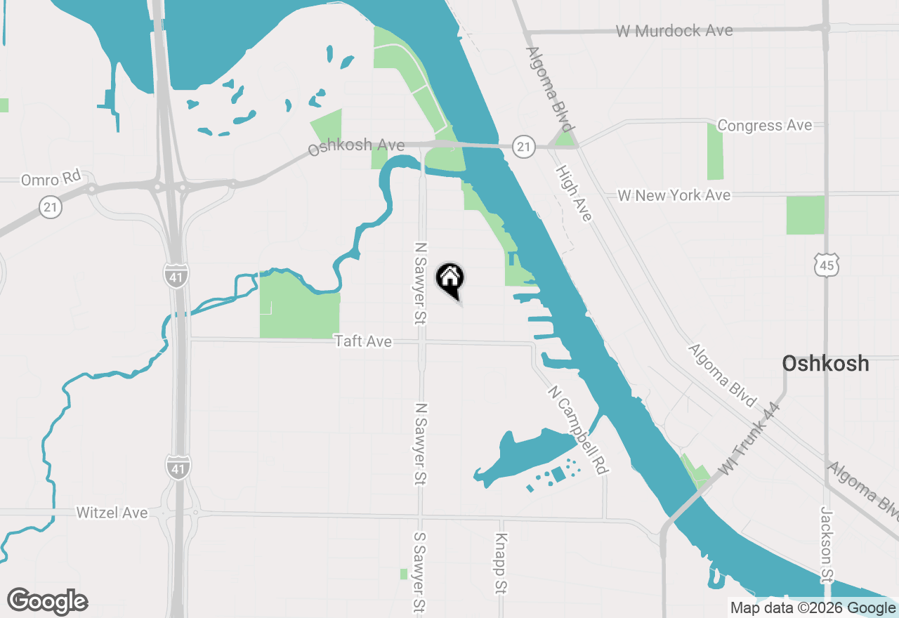 Map of 1117 Adams Ave, Oshkosh, WI 54902