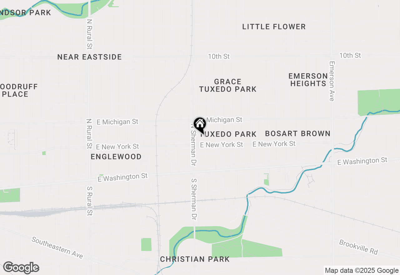 Map of 326 N Bradley Avenue, Indianapolis, IN 46201
