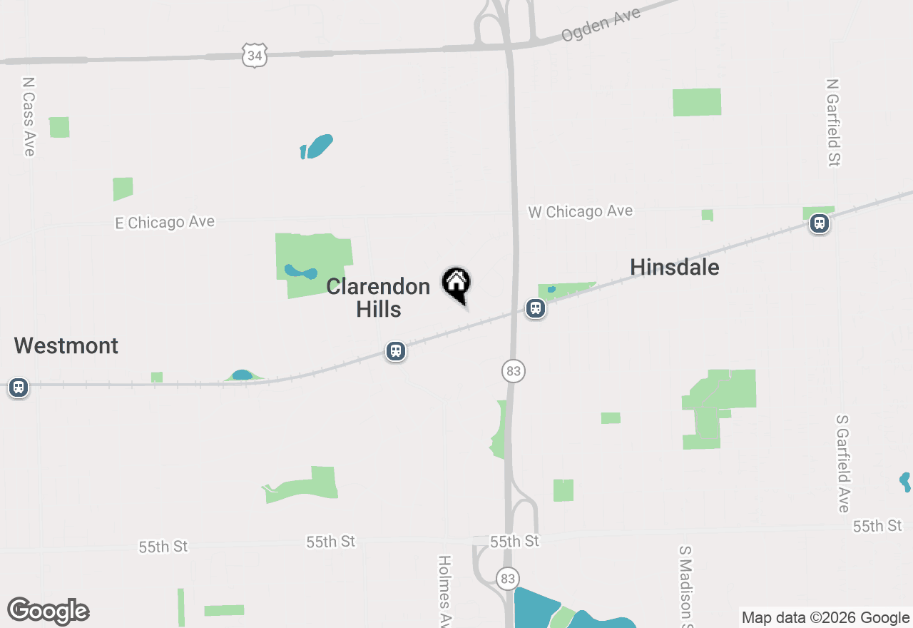 Map of 33 Chestnut Avenue, Clarendon Hills, IL 60514