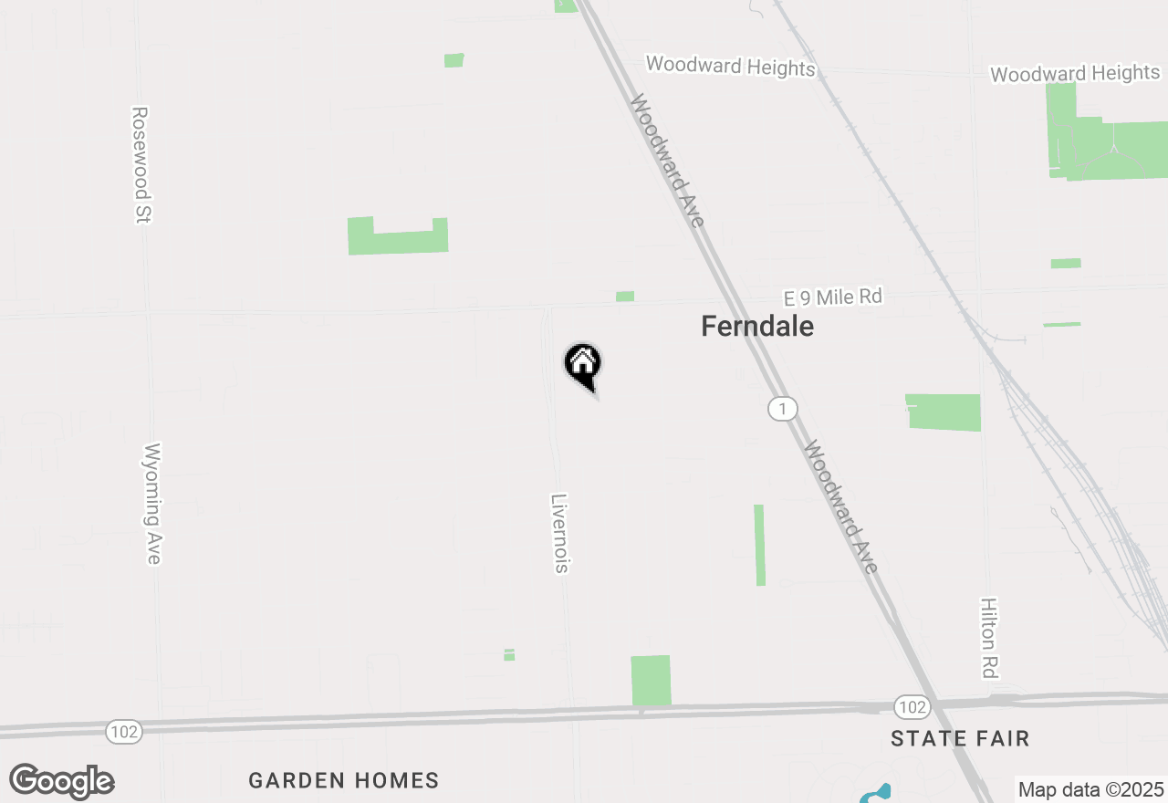 Map of 633 Leroy Street, Ferndale, MI 48220
