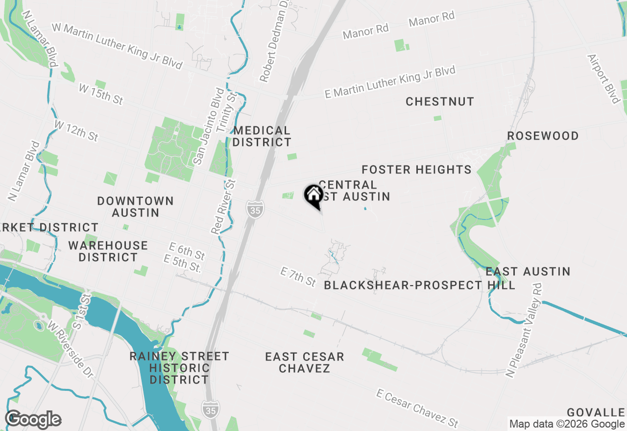 Map of 1110 Juniper St, Austin, TX 78702