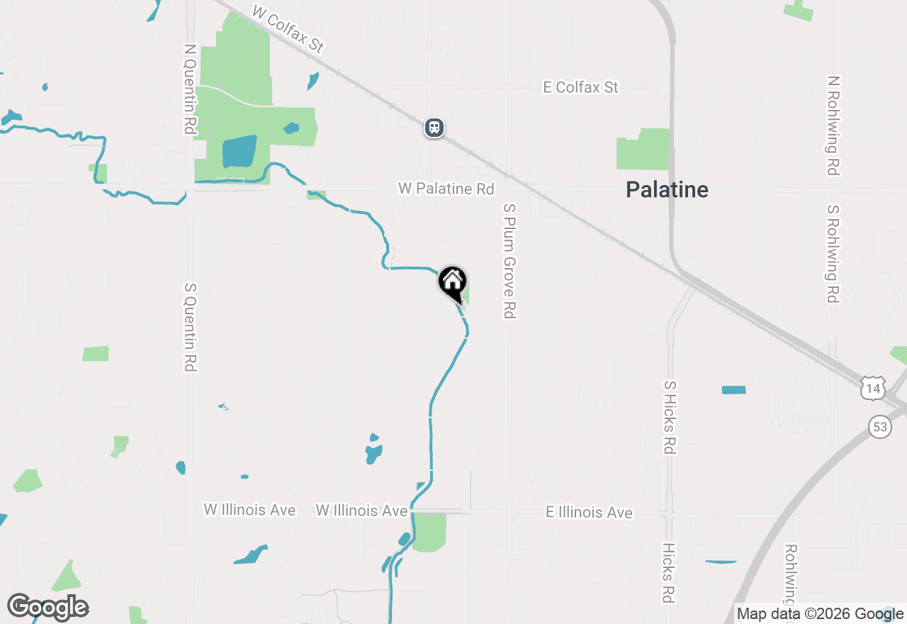 Map of 122 W Helen Road, Palatine, IL 60067