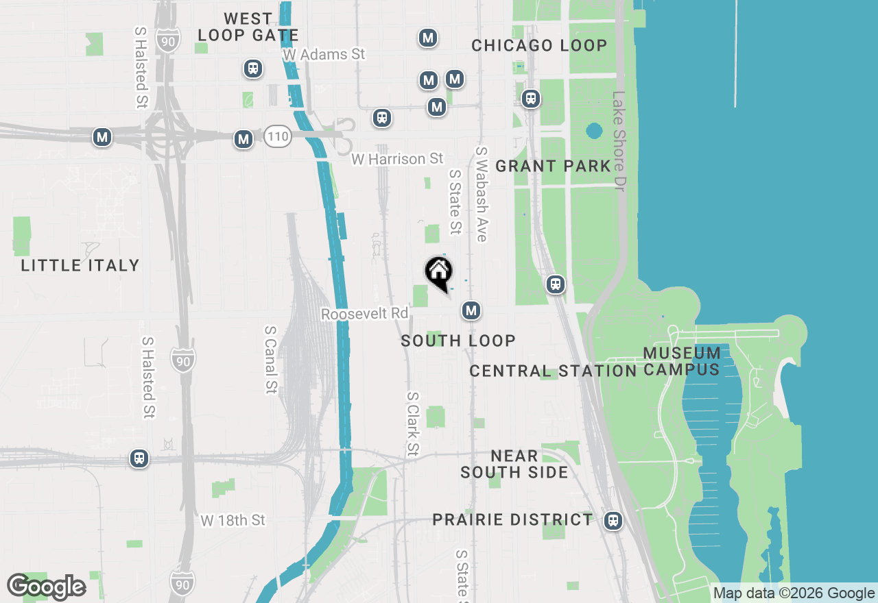 Map of 1176 S Plymouth Court #1NW, Chicago, IL 60605