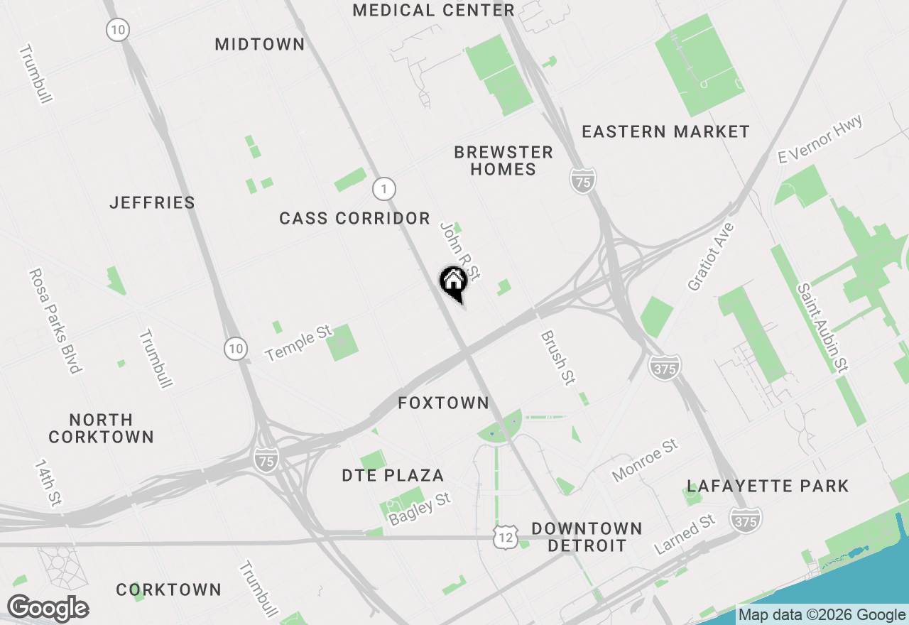 Map of 2542 Woodward Avenue, Detroit, MI 48201