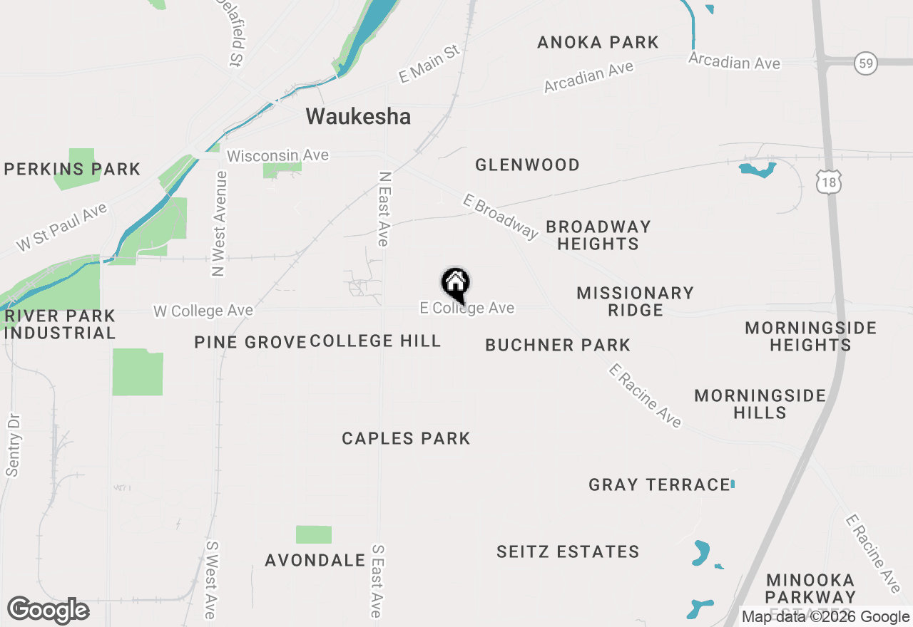 Map of 415 E College Ave, Waukesha, WI 53186