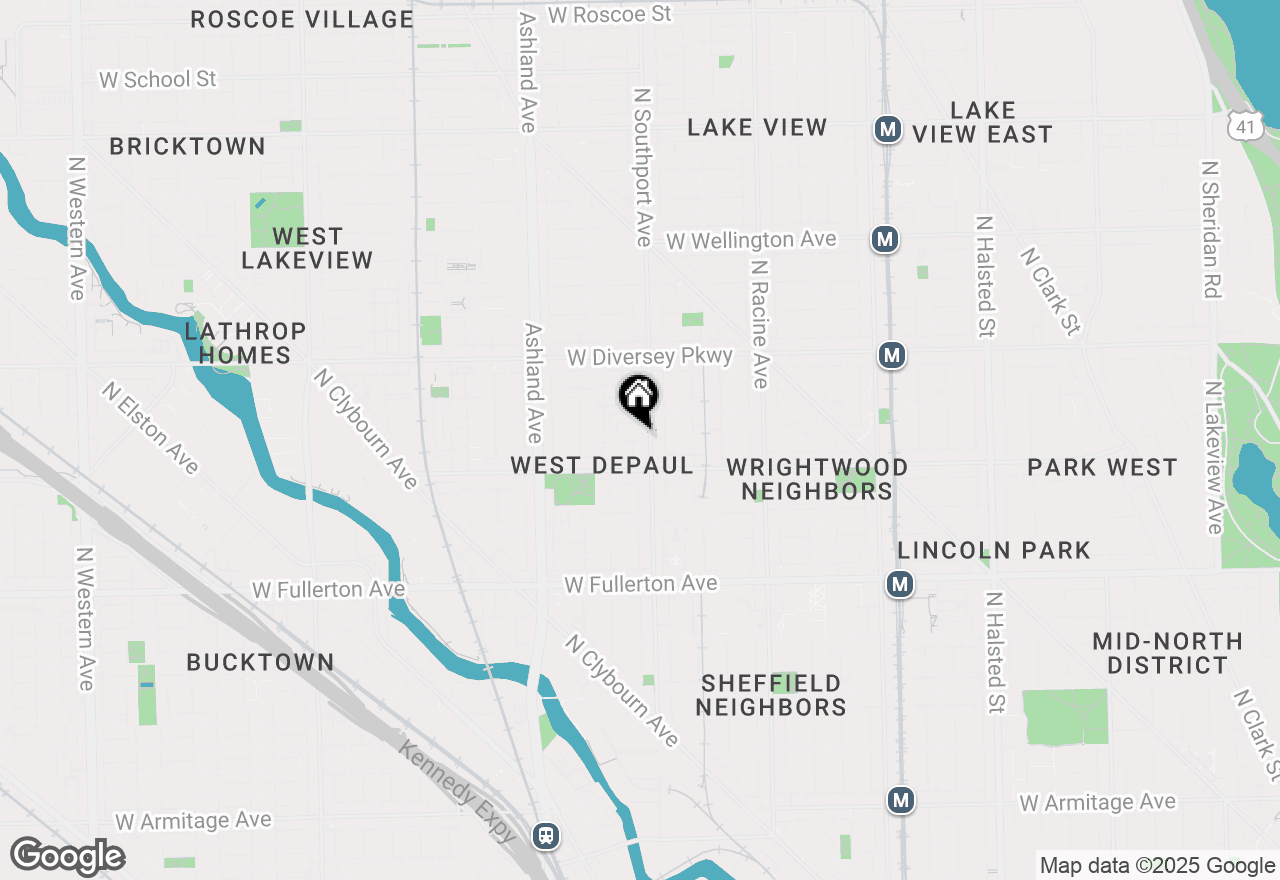 Map of 1412 W Wrightwood Avenue #J, Chicago, IL 60614