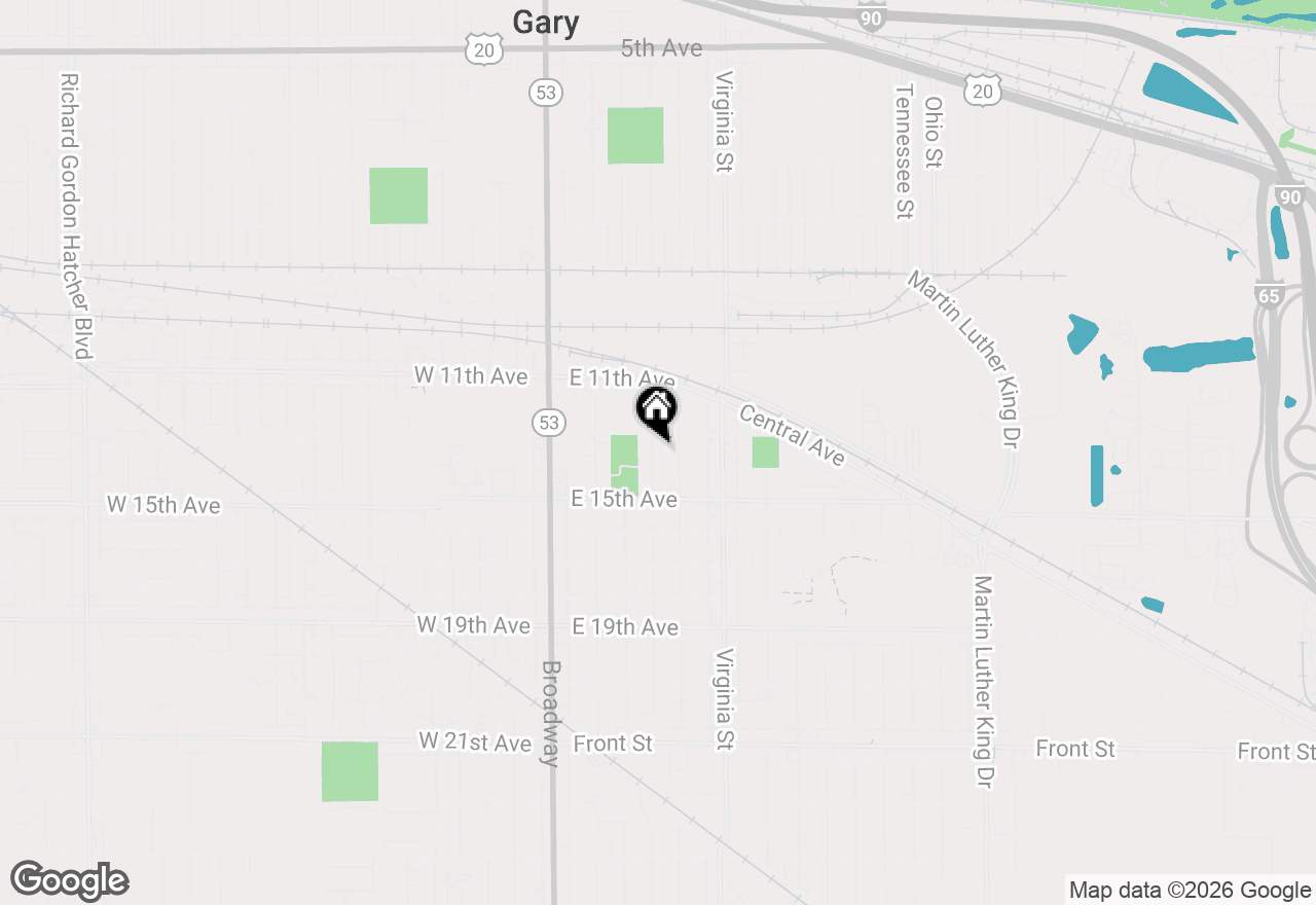 Map of 1320 Delaware Street, Gary, IN 46407