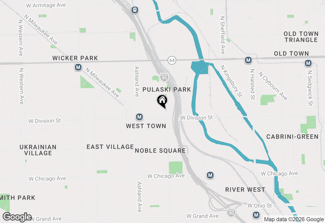 Map of 1227 N Cleaver Street #GF, Chicago, IL 60642