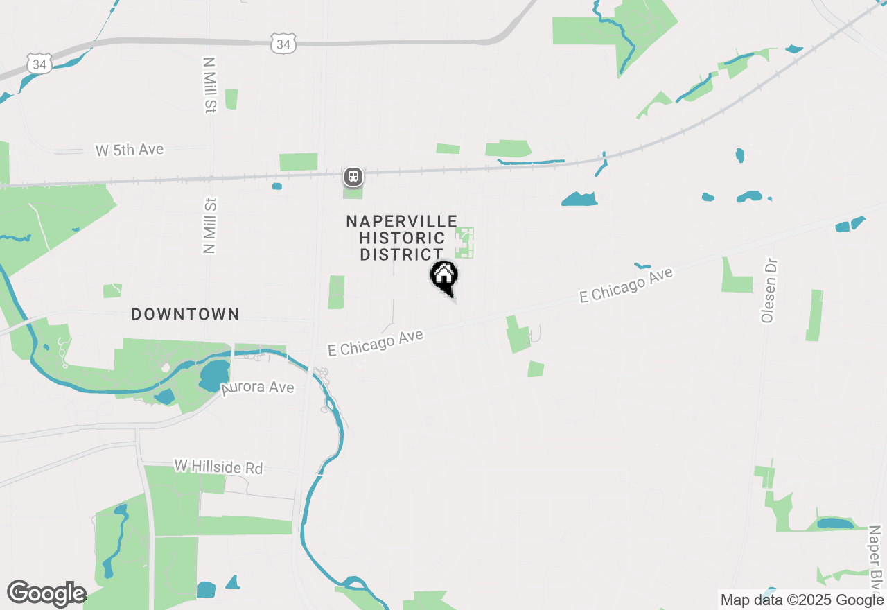Map of 105 S Wright Street, Naperville, IL 60540