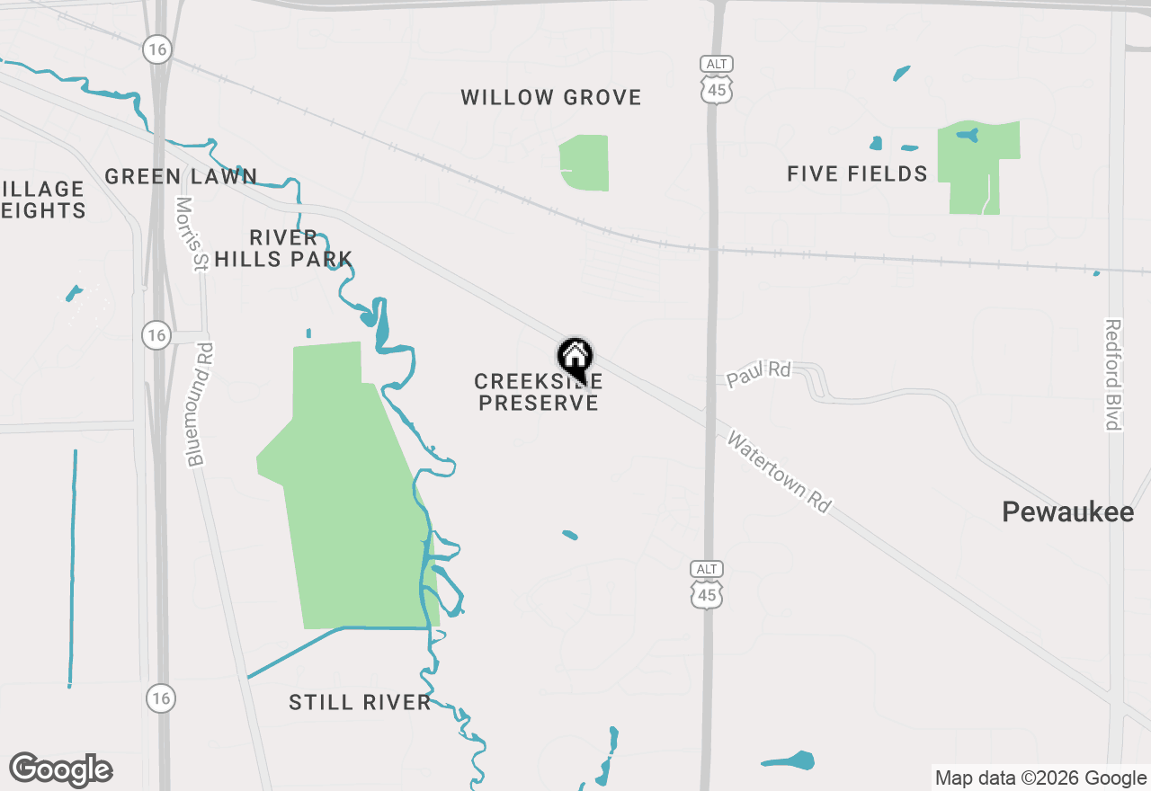 Map of W243N2743 Creekside Dr, Pewaukee, WI 53072