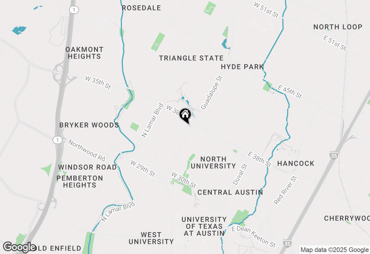 Map of 609 W 37th St, Austin, TX 78705