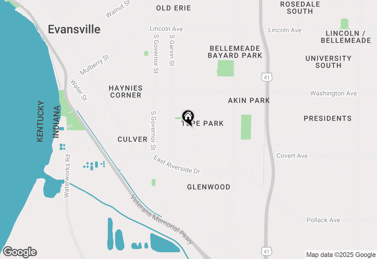 Map of 1317 S Linwood Avenue, Evansville, IN 47713