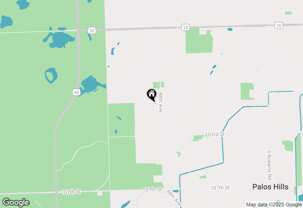 Map of 8841 W 100th Place, Palos Hills, IL 60465