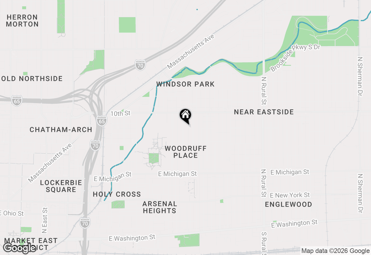 Map of 875 Woodruff Place Middle Drive, Indianapolis, IN 46201